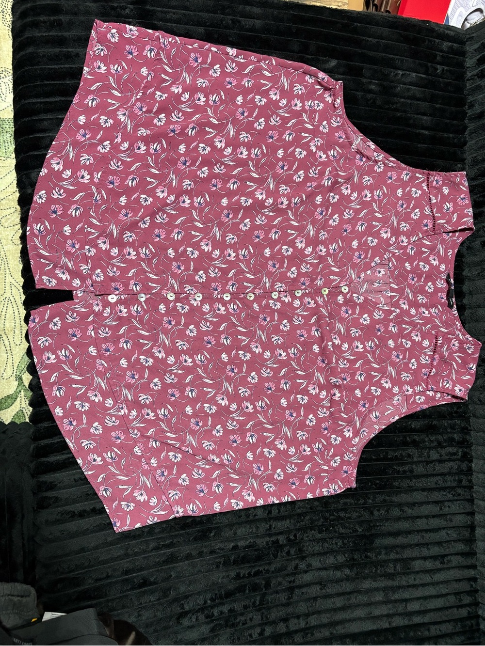 Zac & Rachel Mauve Floral Button-Front Blouse